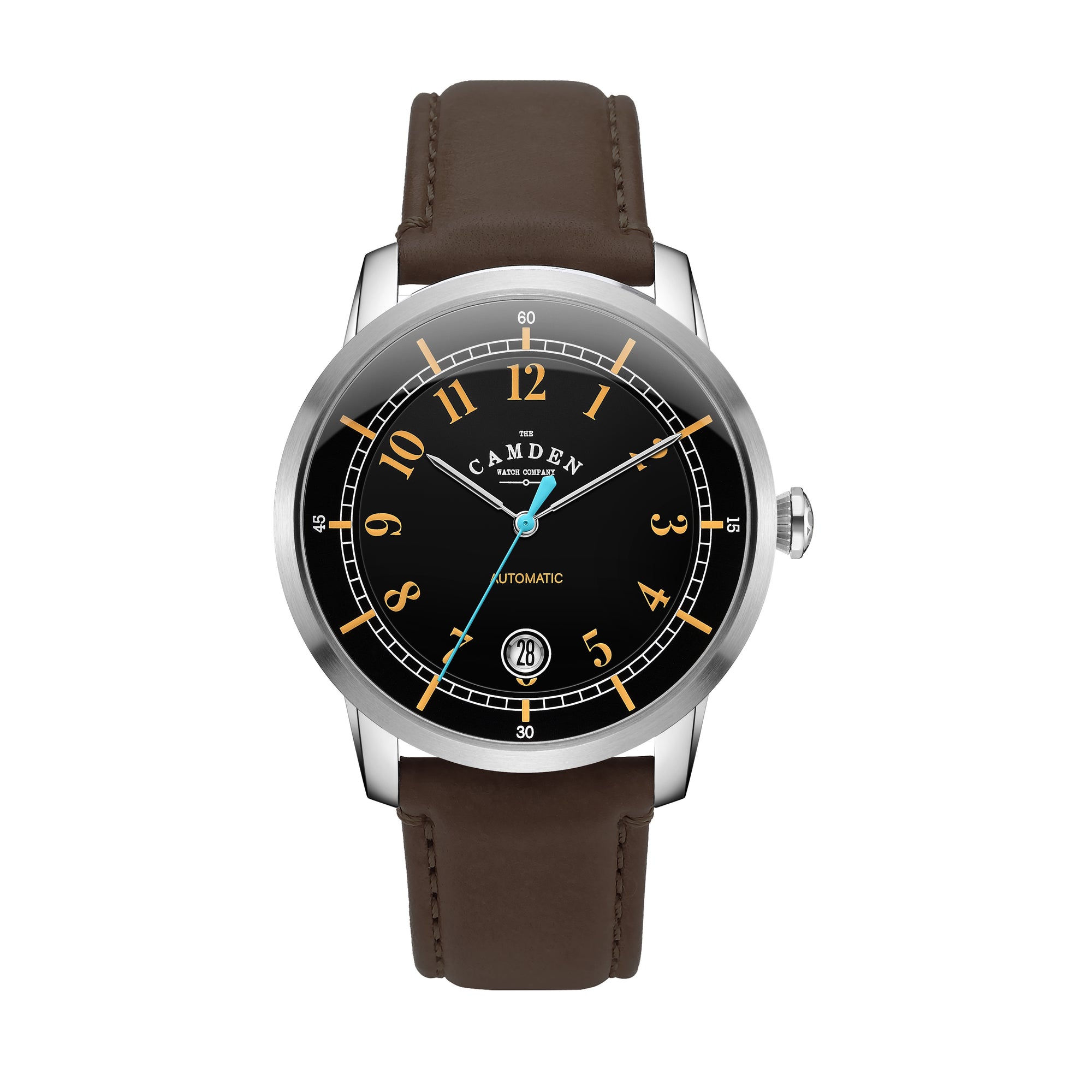 No.29 Type II Automatic Steel and Black on Brown Italian Leather