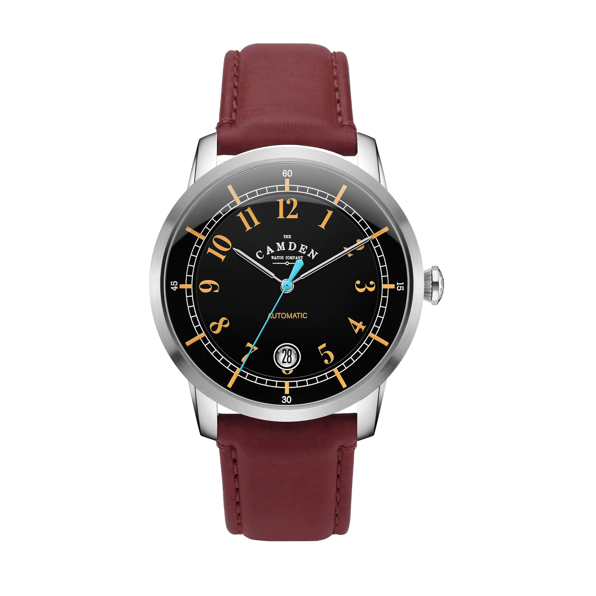 No.29 Type II Automatic Steel and Black on Oxblood Italian Leather