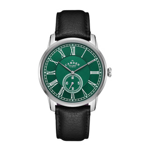 No.29 Steel and Green on Black Leather