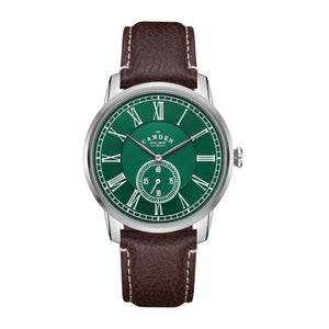 No.29 Steel and Green on Brown Leather