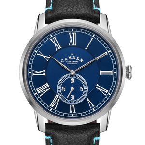 No.29 Steel and Navy on Black Leather with Blue Stitching