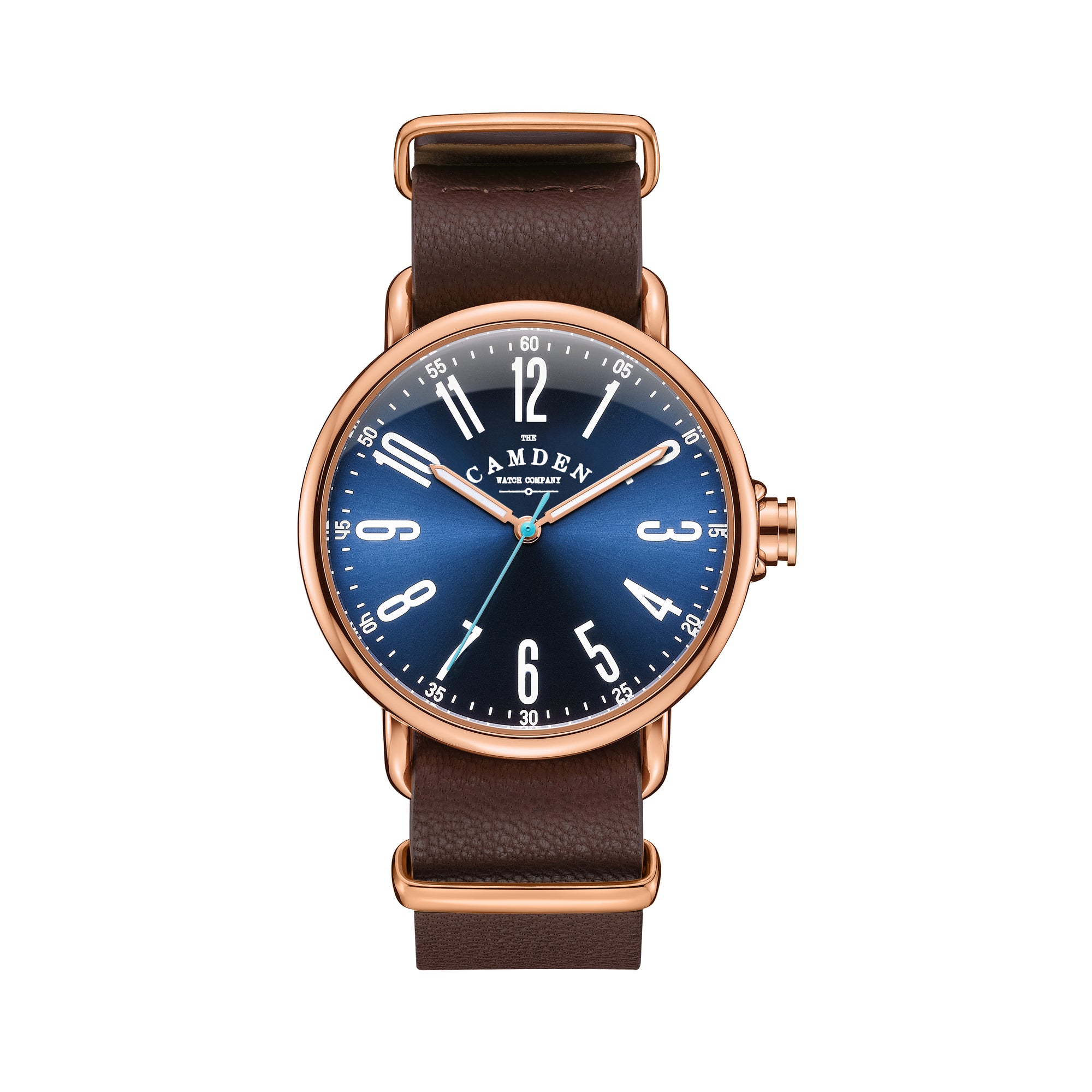 No.88 Rose Gold and Navy on Brown Leather
