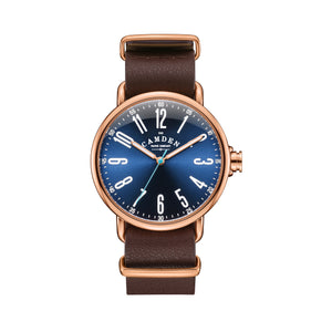 No.88 Rose Gold and Navy on Brown Leather