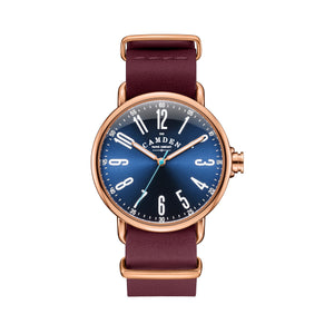 No.88 Rose Gold and Navy on Oxblood Leather