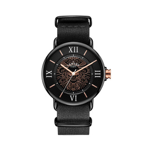 No.88 Memento Mori on Black Leather