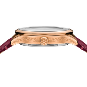 No.274 Open Heart Rose Gold and Purple on Oxblood Italian Leather