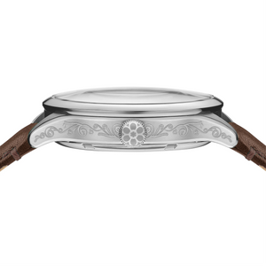 No.274 Open Heart Steel and Black on Brown Italian Leather