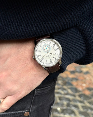 No.29 Steel and Blue Mini Second on Brown Leather