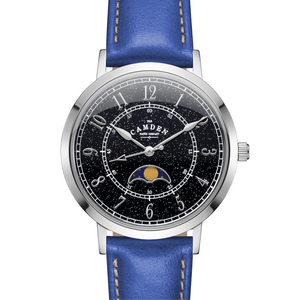 No.27 Moonphase Steel on Navy Leather