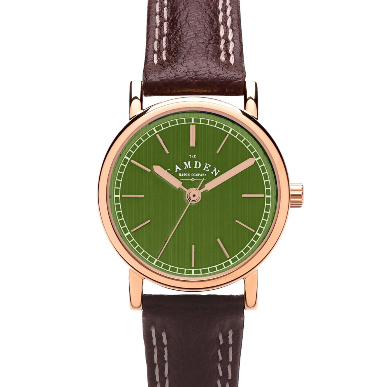 No.24 Rose Gold and Green on Brown Leather