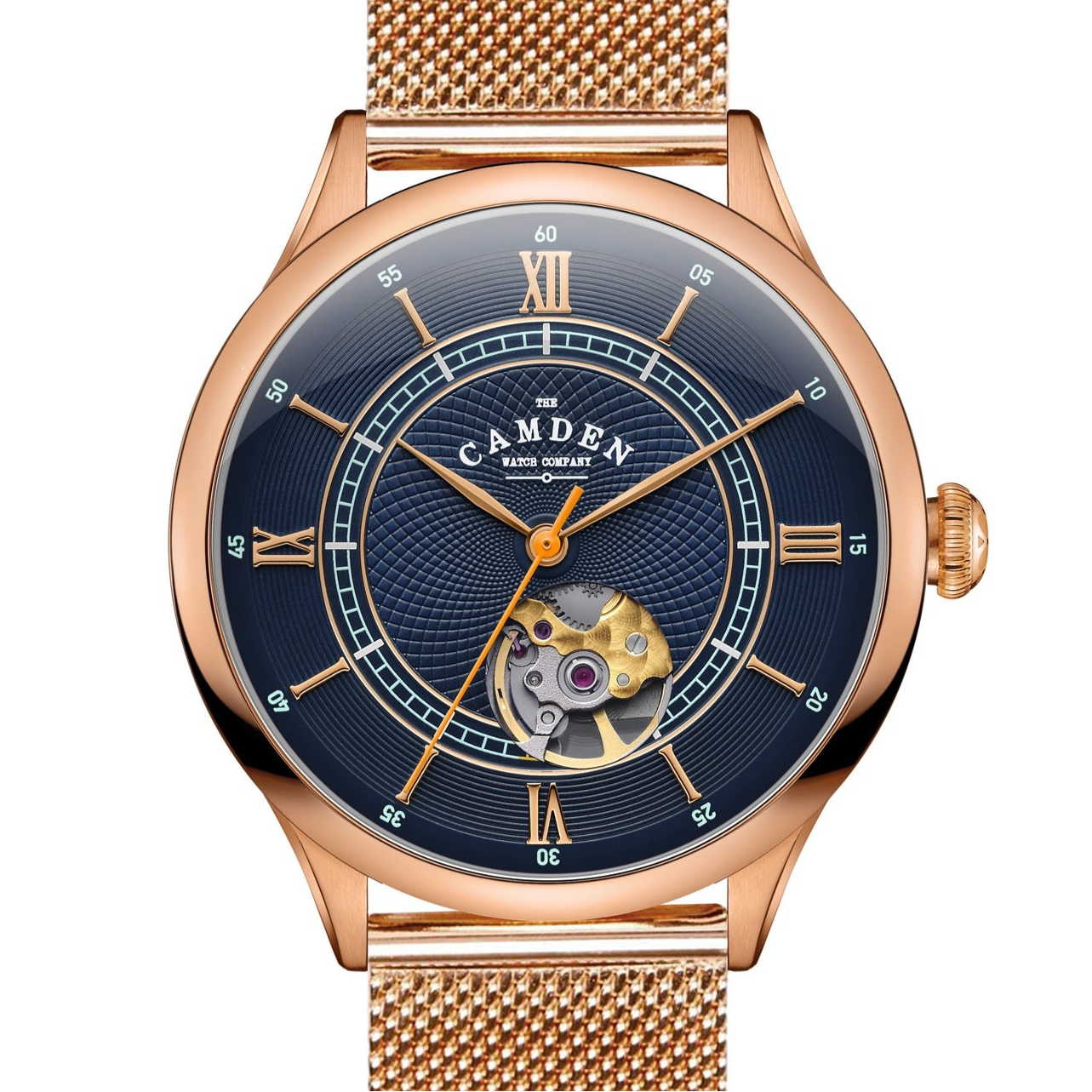 No.274 Open Heart Rose Gold and Blue on Mesh