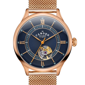 No.274 Open Heart Rose Gold and Blue on Mesh