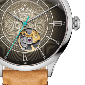 No.274 Open Heart Steel and Black on Tan Italian Leather