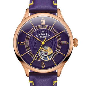 No.274 Open Heart Rose Gold and Purple on Purple Italian Leather