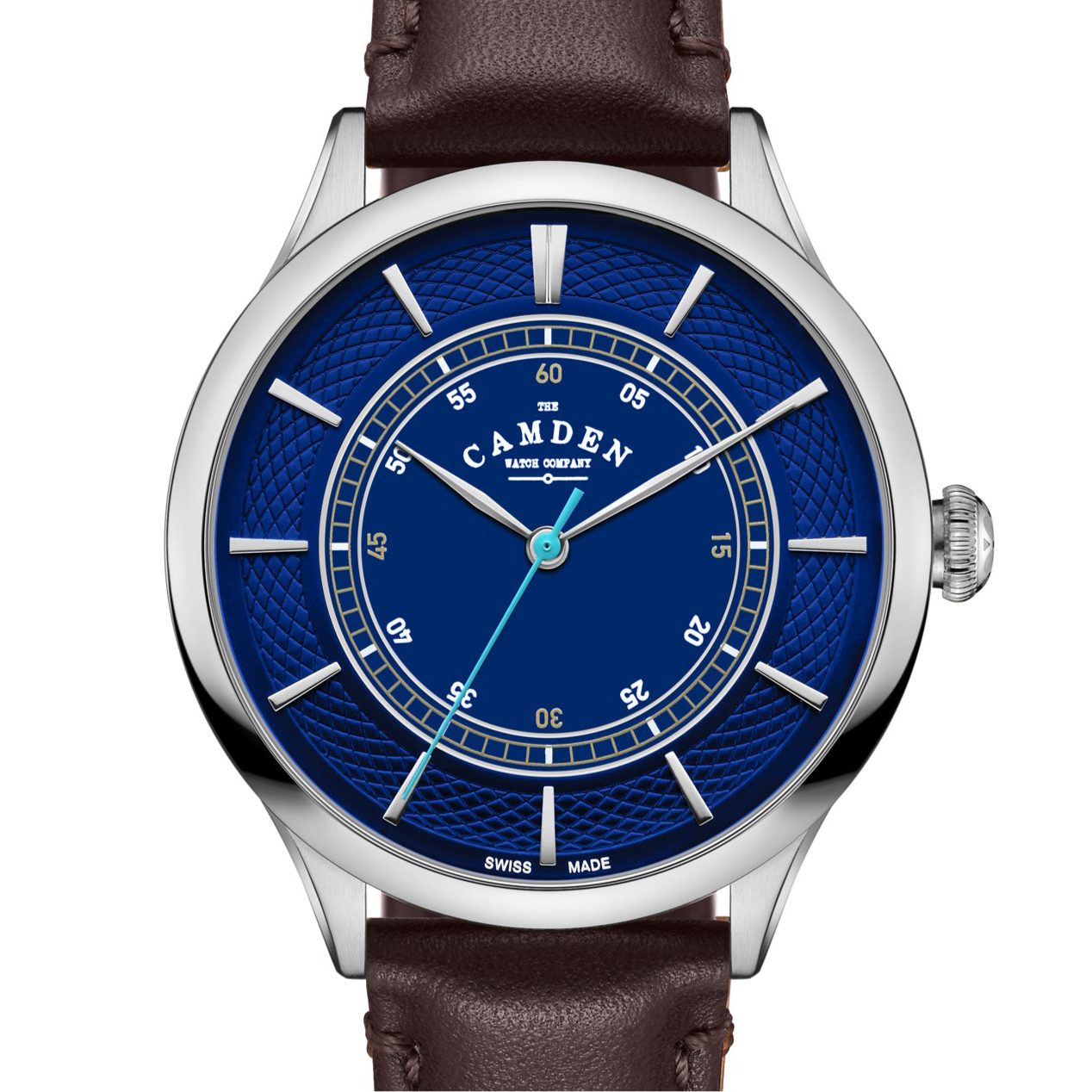 No.274 Swiss Made Quartz Steel and Navy on Brown Italian Leather