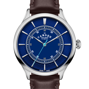No.274 Swiss Made Quartz Steel and Navy on Brown Italian Leather