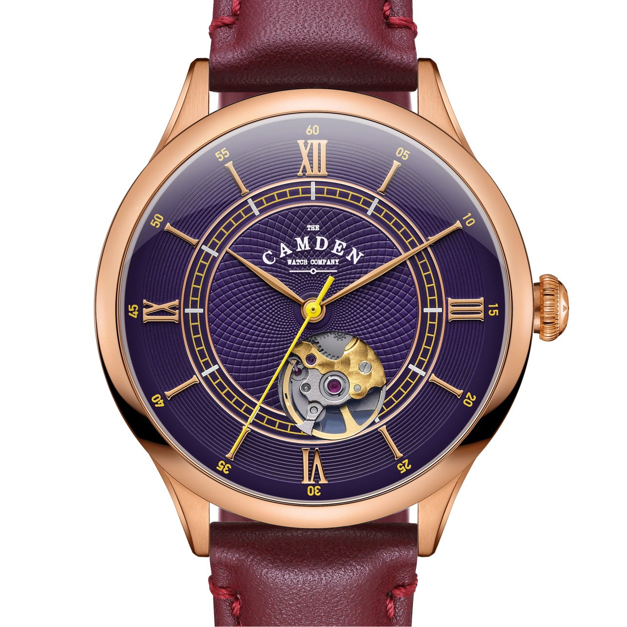 No.274 Open Heart Rose Gold and Purple on Oxblood Italian Leather