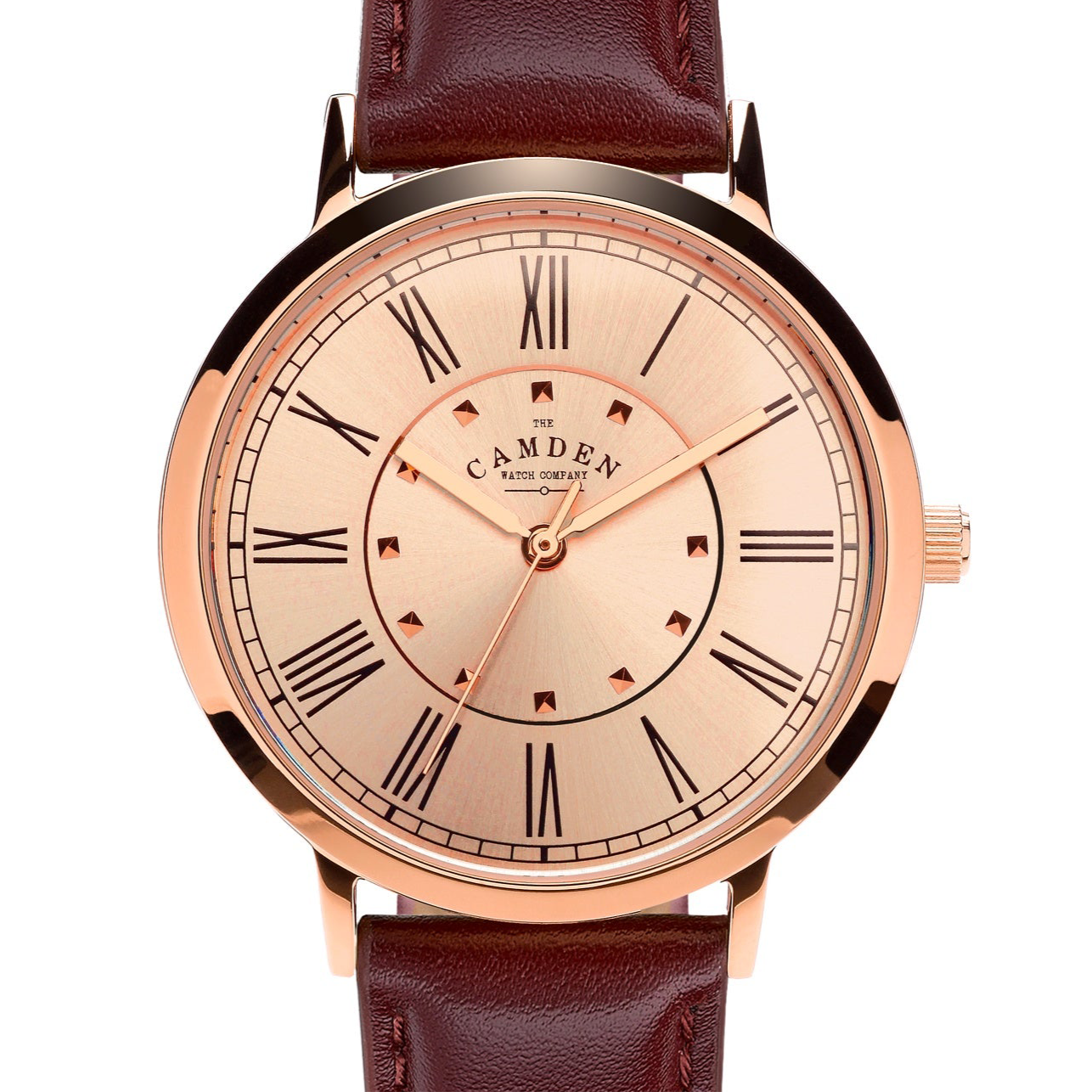 No.27 Rose Gold Women's Watch with Oxblood Leather Strap - The