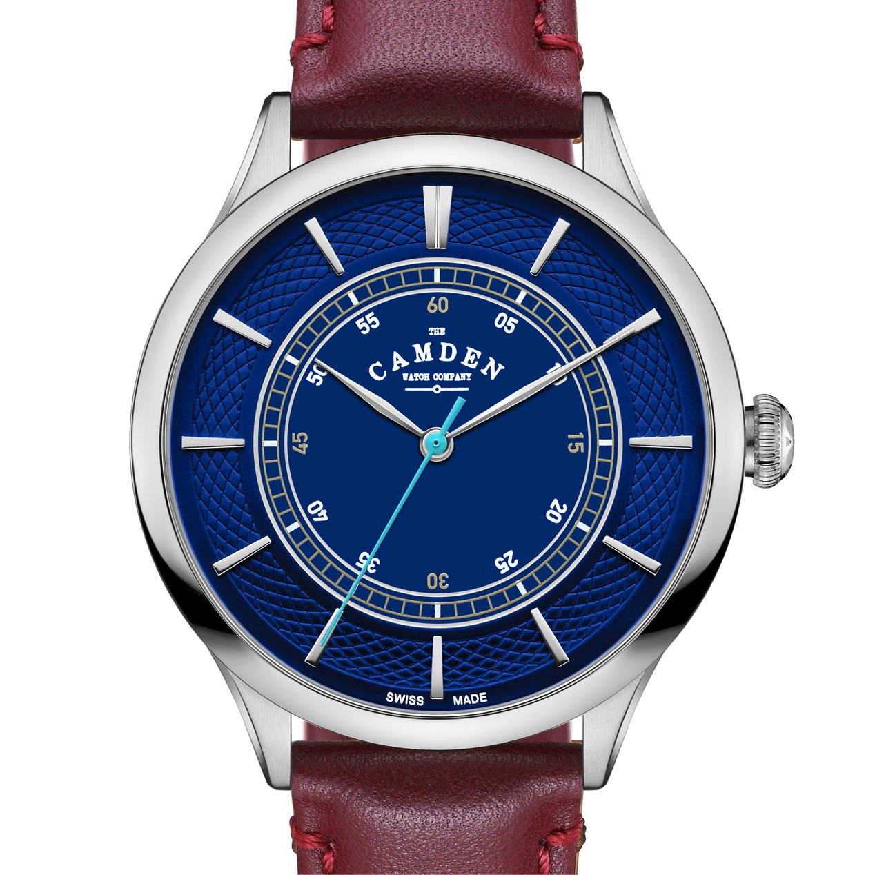 No.274 Swiss Made Quartz Steel and Navy on Oxblood Italian Leather