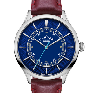 No.274 Swiss Made Quartz Steel and Navy on Oxblood Italian Leather
