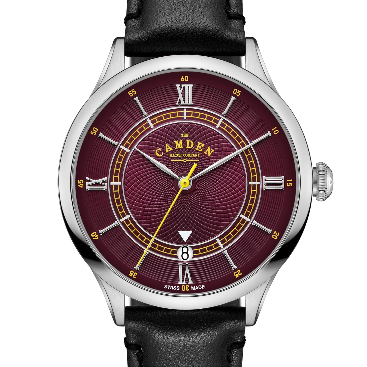 No.274 Swiss Automatic Steel and oxblood on Black Italian Leather