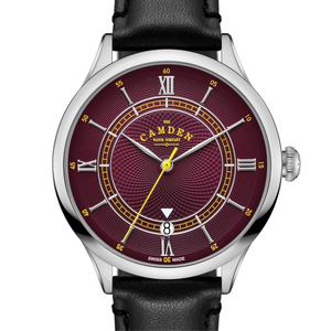 No.274 Swiss Automatic Steel and oxblood on Black Italian Leather