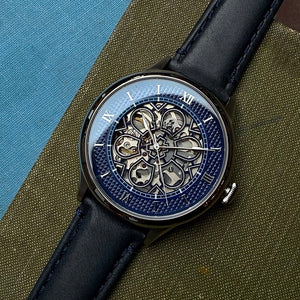 No.274 Skeleton Steel and Navy on Navy Italian Leather