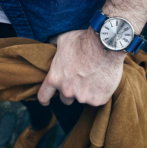 No.88 Steel on Navy Leather