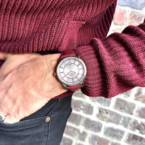 No.29 Automatic Steel and Rose Gold on Oxblood Italian Leather