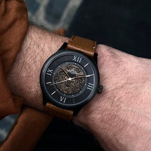No.253 Memento Mori Rose Gold on Tan Leather