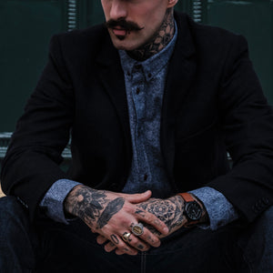 No.253 Memento Mori Black on Tan Leather