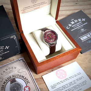 No.274 Swiss Automatic Steel and Oxblood on Tan Italian Leather