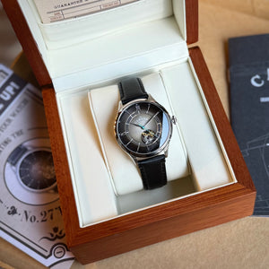 No.274 Open Heart Steel and Black on Black Italian Leather