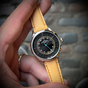 No.274 Swiss Made Steel and Black on Tan Italian Leather