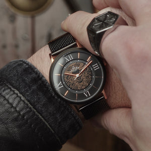 No.27 Memento Mori Black and Rose Gold on Black Mesh