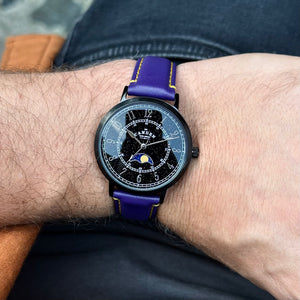 No.27 Moonphase Black on Purple Italian Leather
