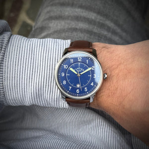 No.29 Type II Steel and Navy on Brown Italian Leather