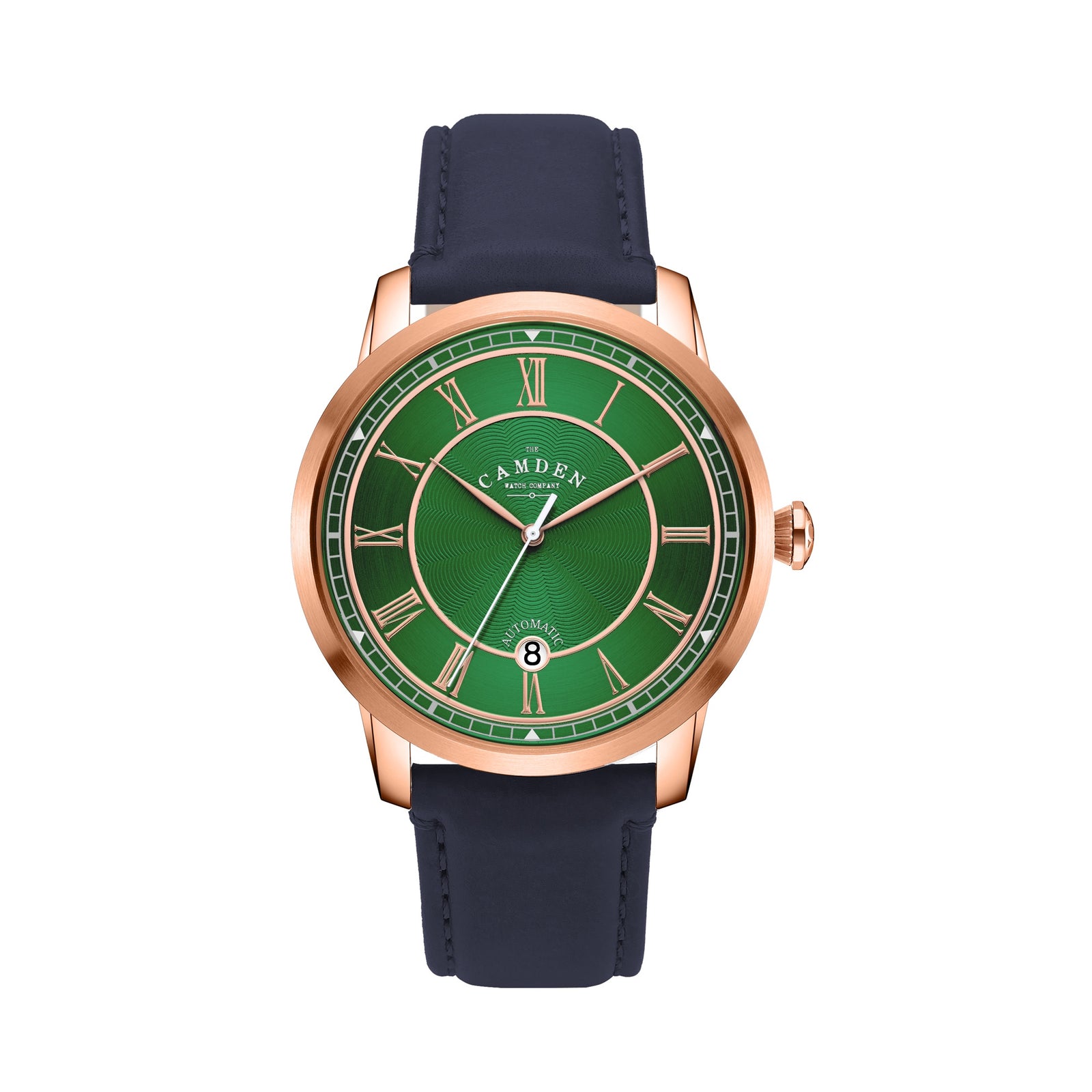 No.29 Automatic Rose Gold and Green on Navy Italian Leather