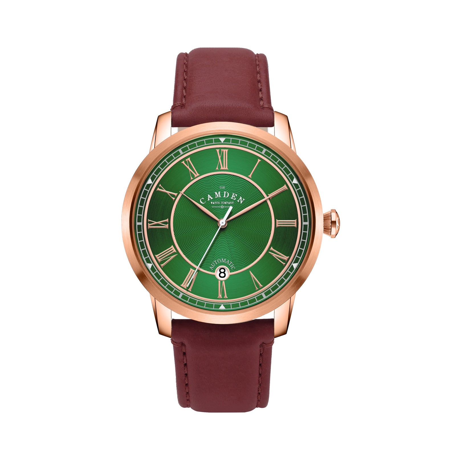 No.29 Automatic Rose Gold and Green on Oxblood Italian Leather