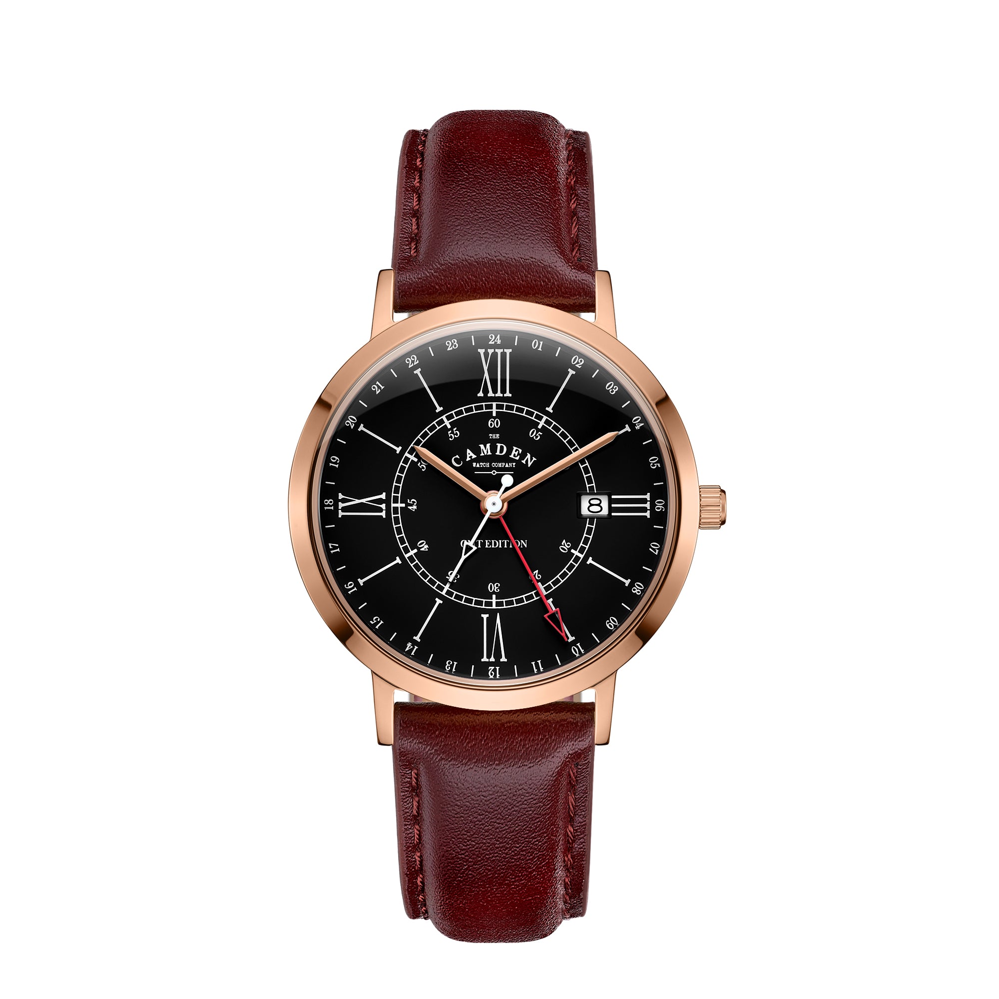 No.27 GMT Rose Gold and Black on Oxblood Leather