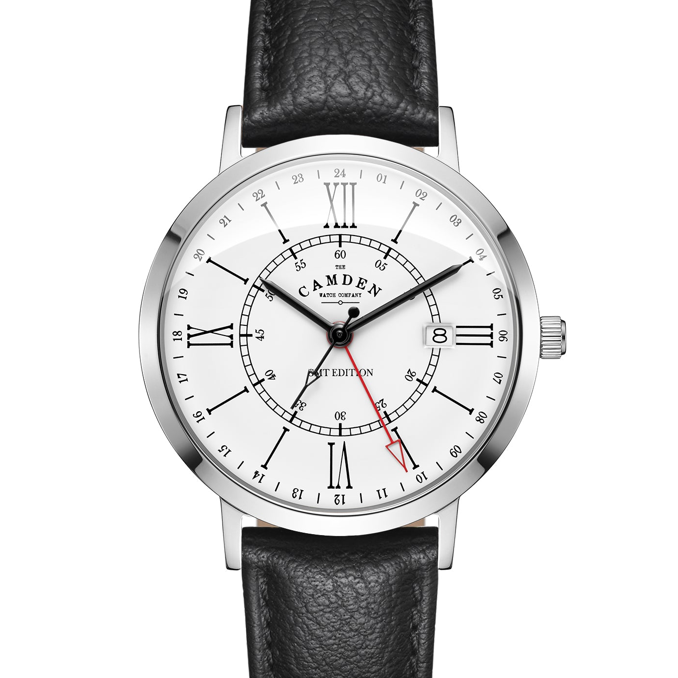 No.27 GMT Steel and White on Black Leather