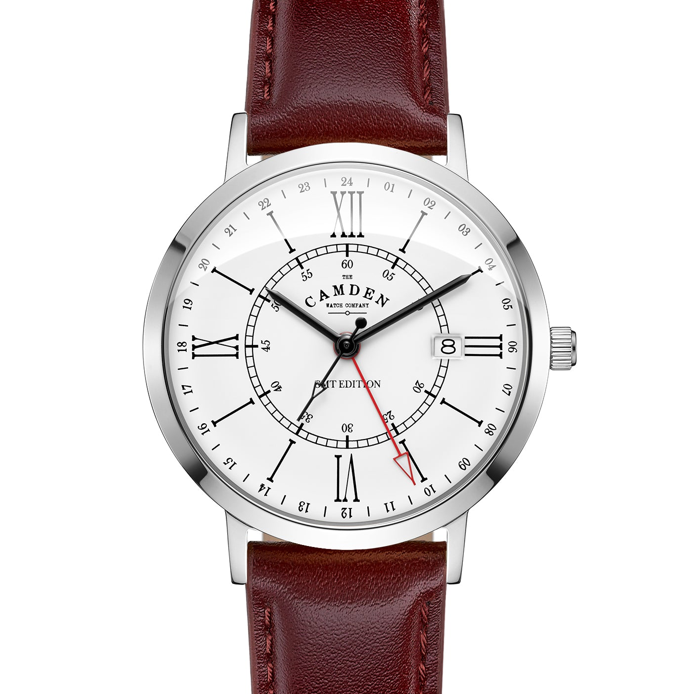 No.27 GMT Steel and White on Oxblood Leather