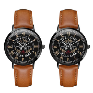 Till Death UNISEX DUO on a Tan Leather Strap