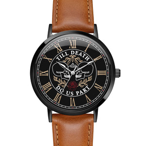 Till Death UNISEX DUO on a Tan Leather Strap