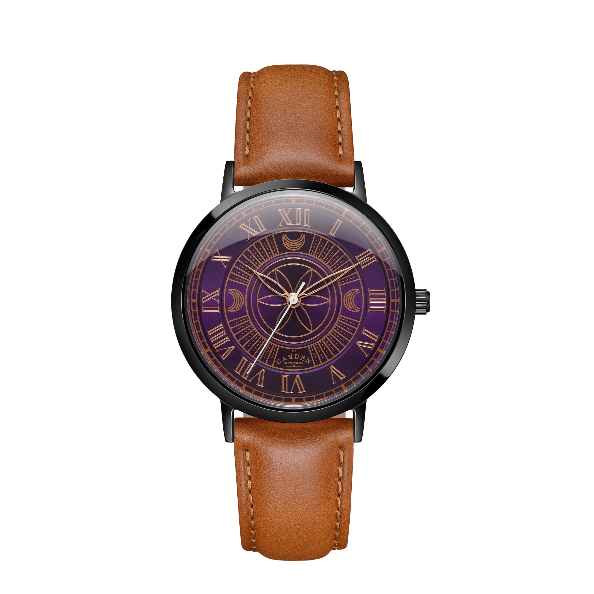 No.27 Witchcraft Black and Purple on a Tan Leather Strap