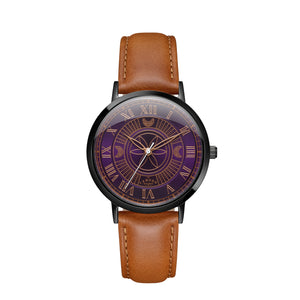 No.27 Witchcraft Black and Purple on a Tan Leather Strap