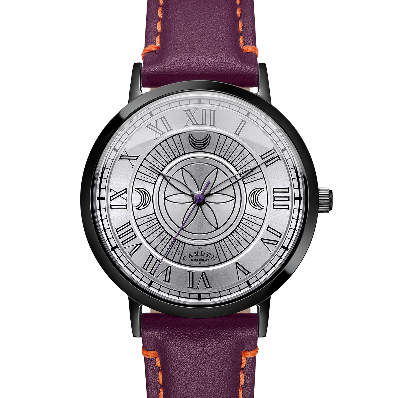 No.27 Witchcraft Black and Steel on a Purple Italian Leather Strap