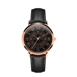 No.27 Witchcraft Rose Gold and Black on a Black Leather Strap