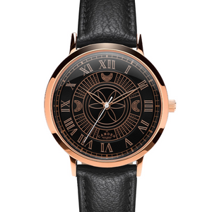 No.27 Witchcraft Rose Gold and Black on a Black Leather Strap