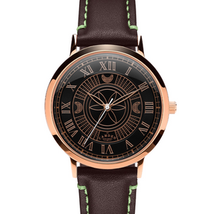 No.27 Witchcraft Rose Gold and Black on a Brown Italian Leather Strap